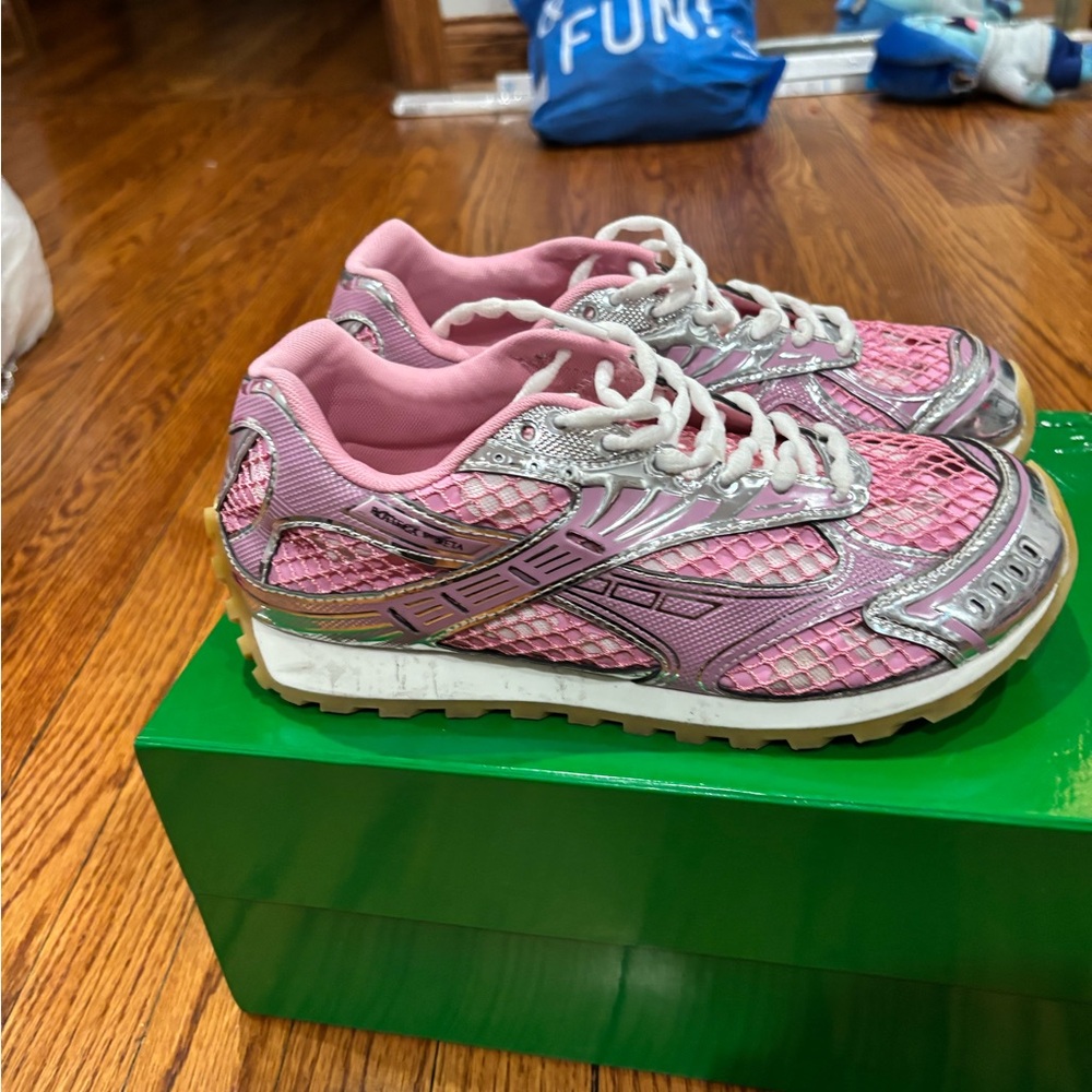 Bottega Veneta Pink and Silver Athletic Shoes